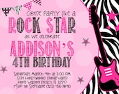 Rock Star 5x7 Invitation - Girl Birthday Party - PRINTABLE Il_170x135