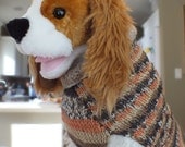 Dog Sweater Hand Knit Fair Isle Merino Wool Medium 15 inches long