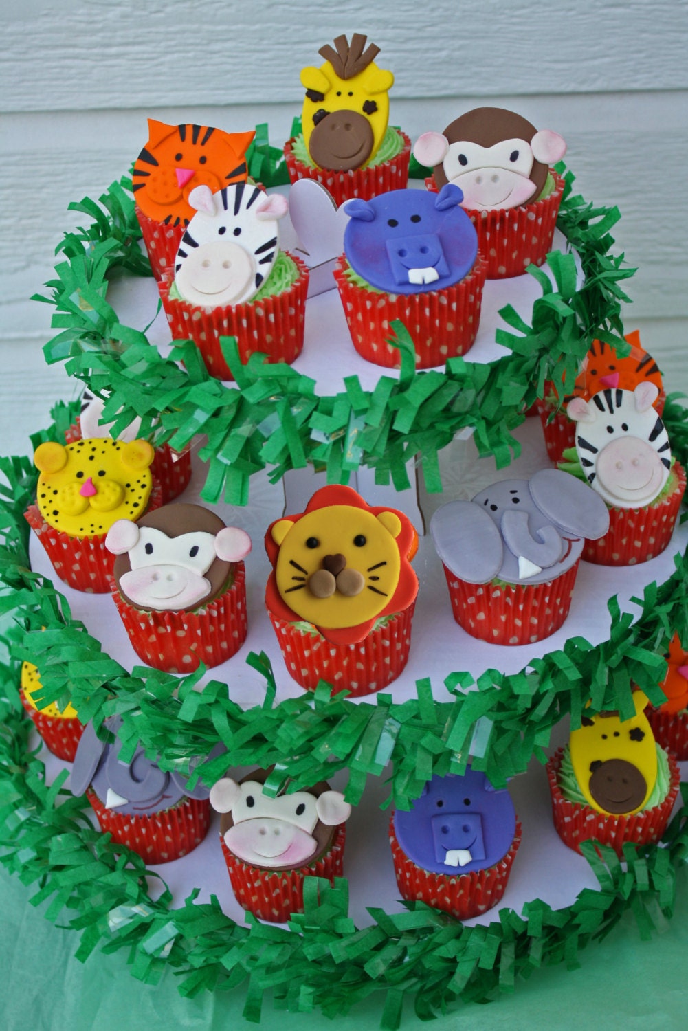 Jungle Animal Cupcake Toppers One Dozen