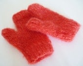 Coral Mohair Mittens