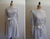 Vintage 1970s Dress 70s Gray Glitter Party Dress