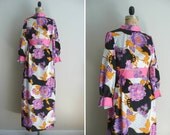 Vintage 1960s Mod Psychedelic Op Art Maxi Dress 70s
