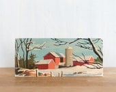 Paint by Number Art Block 'Red Barn Landscape'- vintage winter landscape, farm, rural