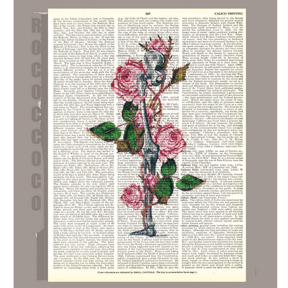 Roses - Anatomy art 2 - ART Print 8 x 10"-ORIGINAL ARTWORK printed on Repurposed Vintage Dictionary page 8x10 -Upcycled Book Print