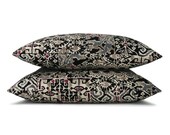 16x16 Ikat pillow cover - Decorative throw pillow, Boho chic home decor, Tribal pillow cover -  In taupe, black, blue and magenta pink