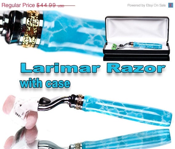 50% OFF Larimar razor handle - great  travel razor or smaller sized shaving razors