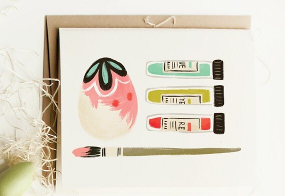 Egg Painting Easter Card 1pc