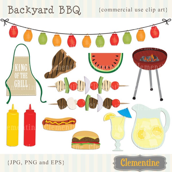 BBQ clip art images with vector EPS, picnic clip art, barbecue clip art, royalty free- Instant Download Il_170x135