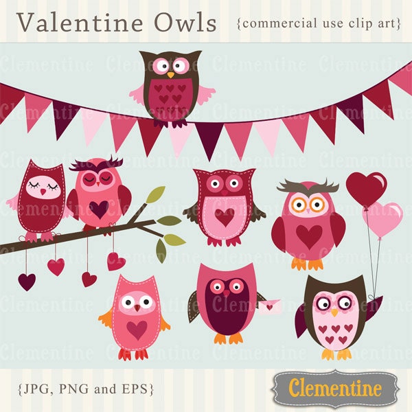 40% OFF SALE -Valentine clip art images, owl clip art, commercial use clip art- Instant Download Il_570xn