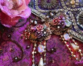 Butterfly and Rose Chandelier Earrings-  Victorian Rose Chandelier Earrings- Bridal, Feminine, Floral, Pastel , Ornate-MTO