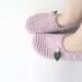 Crochet Slippers with Hand Embroidered Felt Leaves, LIMITED EDITION