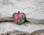 Glass Photo Pendant Necklace Heart Bleeding Hearts