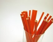 25 solid red Paper Straws, AND Digital DIY straw tags (your color choice), Party Striped Straws