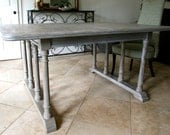Dining Table Vintage Greige Rustic Balustrade legs