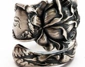 Spoon Ring Bridal Rose Sterling Silver by Alvin Co, Handcrafted in Your Size (4308)