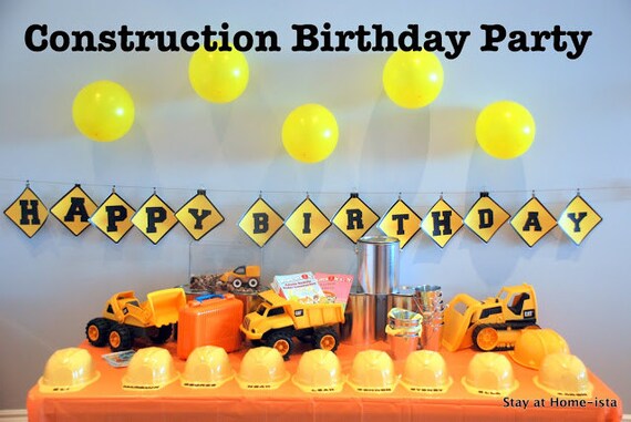 Construction birthday party complete party package printable with personalization by delightfulprints Il_570xn