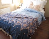 Pink Blue DAMASK print Queen duvet cover sets - Custom Bedding  romantic bedroom