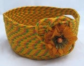 Basket Rope Coiled Golden Quilted Self Handles