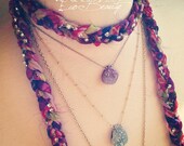 Sparkling Silk Scarf SoHo-Wrap a versatile bohemian accessory with crystals - hair wrap, headband, necklace, and wrap bracelet all in one