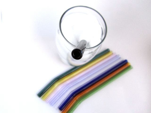 Choose Your Own Colors Glass Bent Straws- Set of Four