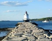 Lighthouse Photograph, Portland Breakwater Light "Bug Light", 16 x 20, Laminated Fine Art Photograph, Sidewalk Art Sale
