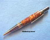 Broadwell Art Deco  Ballpoint Pen,  in beige, yellow, gold acrylic,  Woodturning