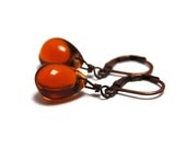 Earrings Cognac Topaz Czech Glass Antique Copper tone  Dangle LoveandCherish