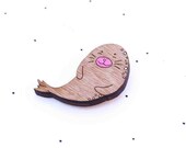 Wooden Laser Cut Seal Brooch