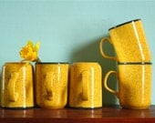 Vintage Retro Sunny Yellow Speckled Staffordshire Mugs - GaloreGalore