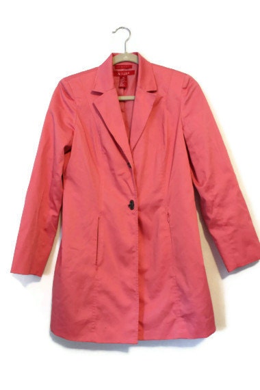 SIZE 4 Petite A Line Recycled Spring Fall Bangleadesh Cotton Nylon Spandex Polyester Pink Coral Jacket Coat