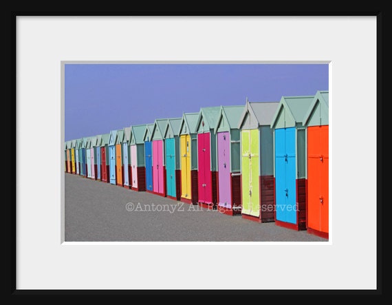 Colored Beach Houses in England  8 x 10 Fine Art Print