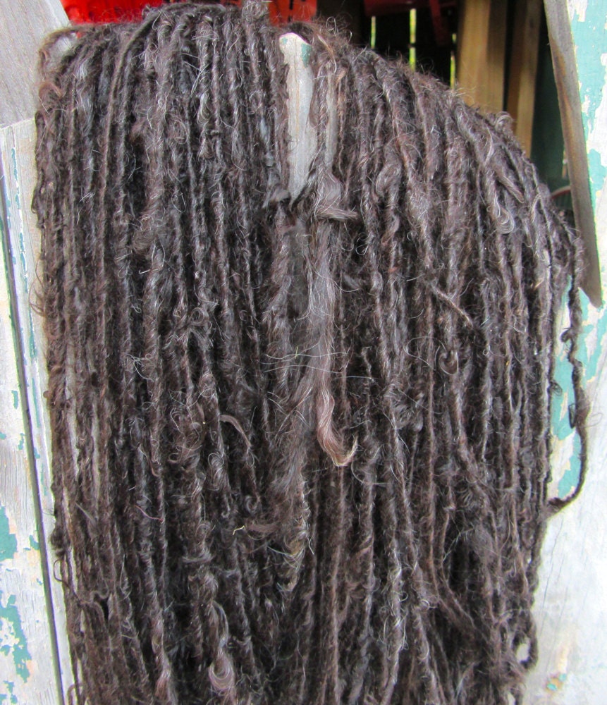 Handspun Yarn Suri Alpaca Dark Brown