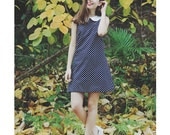 Navy polka dot peter pan collar shift dress