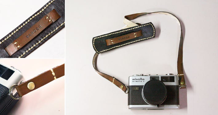 Classic leather camera strap - brown and black