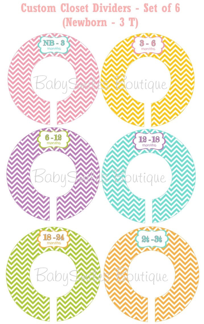 Custom Closet Dividers Baby Closet Dividers - Beautiful Colorful Girl Chevron Patterns - Baby Shower Gift, Baby Nursery 110