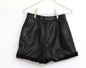 LEATHER BIKER shorts, HIGH W A I S T E D