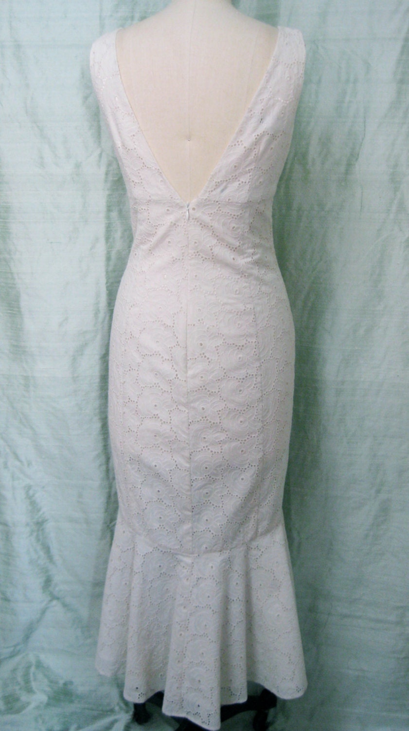 Eggshell Eyelet Tea-Length Wedding Dress