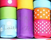 SPRING SALE Grosgrain Ribbon Lot Mix Rainbows Spring Summer 10YDS Purple Yellow Orange Light Blue Fuschia