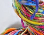 Handspun yarn, Thick and Thin, Handpainted, Rainbow