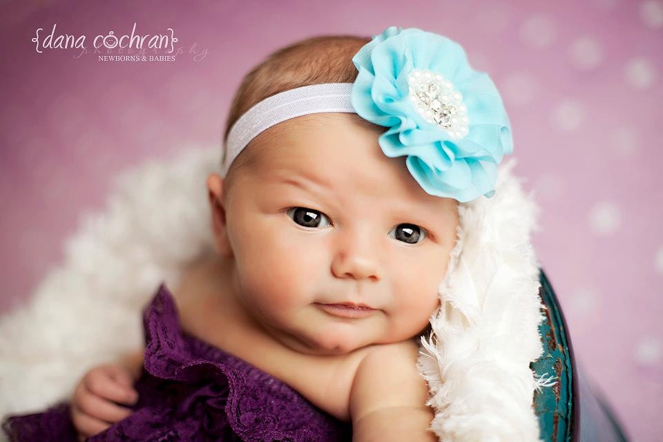 Baby Flower Headband- Baby Headband- Aqua Flower Headband- Baby Girl Headband- Newborn Headband