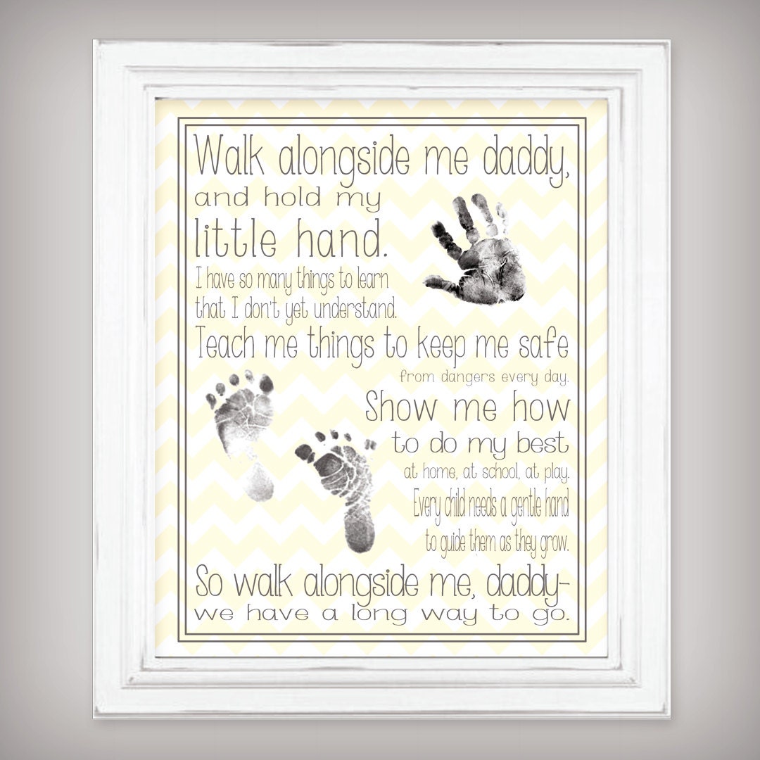 Walk with Me, Daddy - 11x14 Art Print - Personalize with your child's hand and foot prints - Father's Day Gift