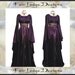 Sale - Medieval/Renaissance Deep Purple Satin Trumpet Sleeve Costume Gown