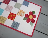 Patchwork, floral applique, table runner