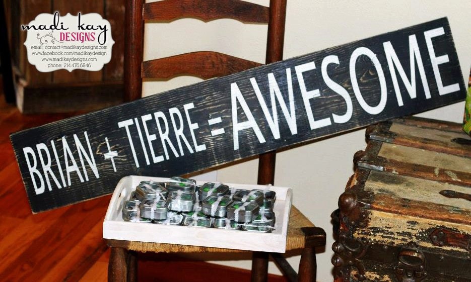 Engagement Sign, Wedding Decor, Vintage Wedding Sign 7.5X36 Awesome