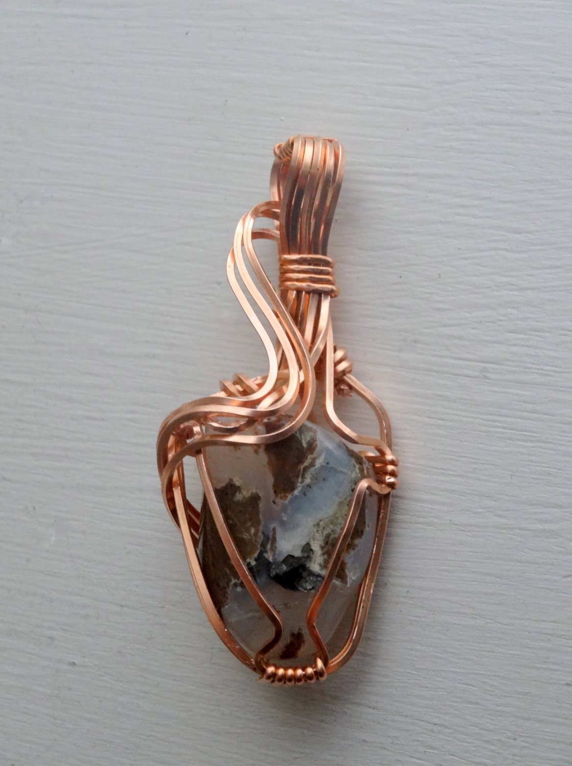 Copper Wire Wrapped Agate Stone