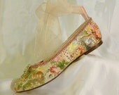 Alice in Wonderland theme ballet flats..  bespoke custom design wedding shoes