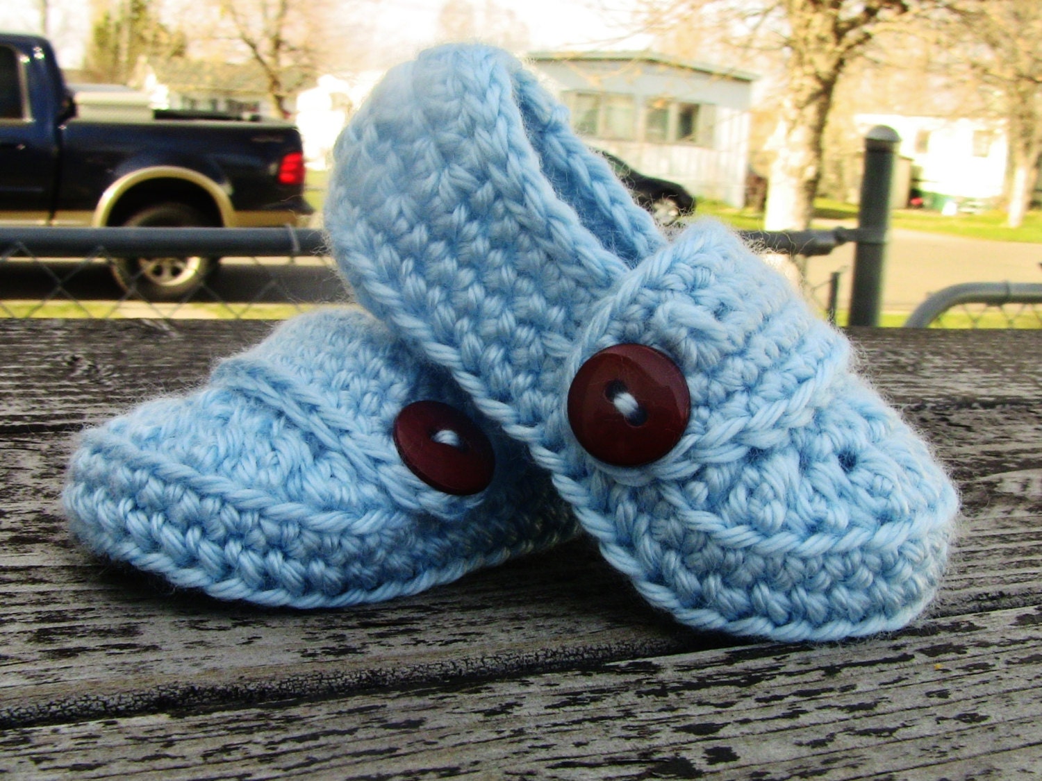 Baby Shoes Button Loafers Infant Booties Light Blue Brown
