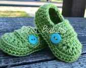 Crochet Infant Button Loafers Shoes Baby Booties Green Blue Teal Turquoise