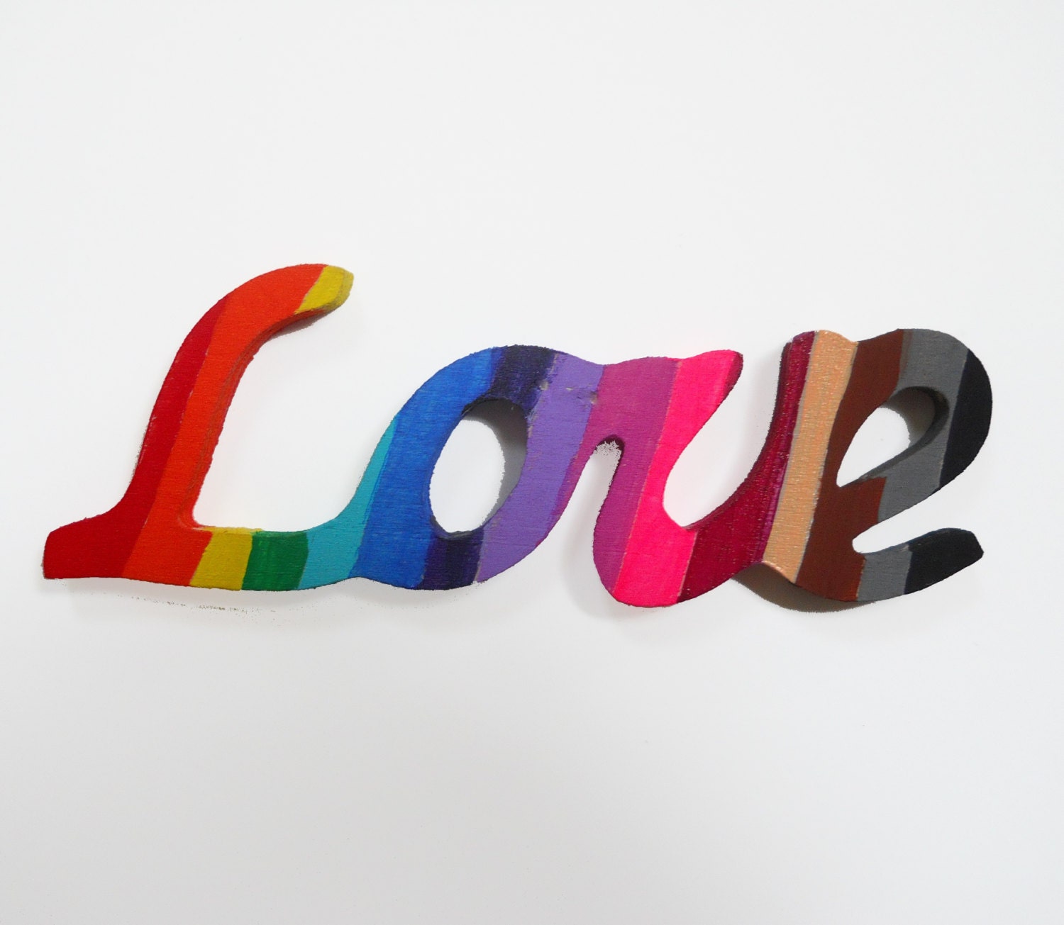 LOVE - Rainbow Hand Painted Wood Mini Sign