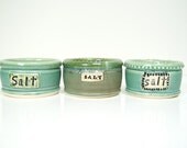 Salt Cellar, Jar, Bowl, Pig / Handmade Pottery / Green / Ready to Ship